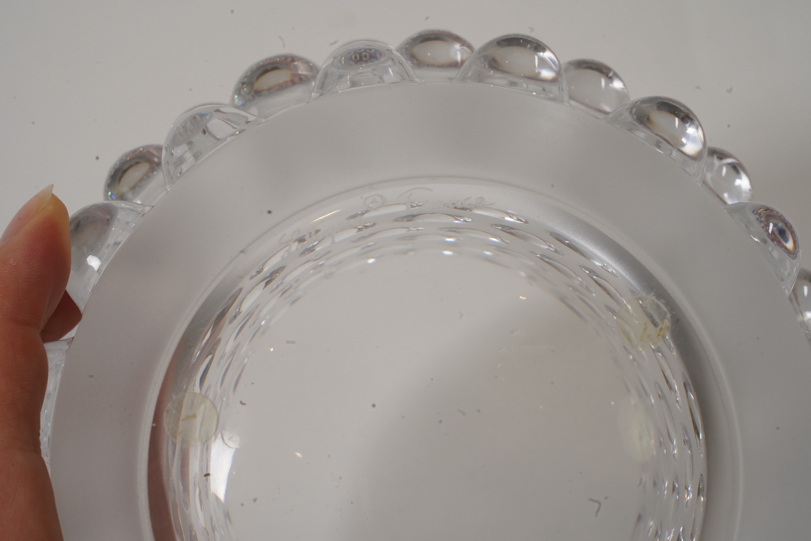Lalique, France: A clear and frosted glass 'Mossi' vase